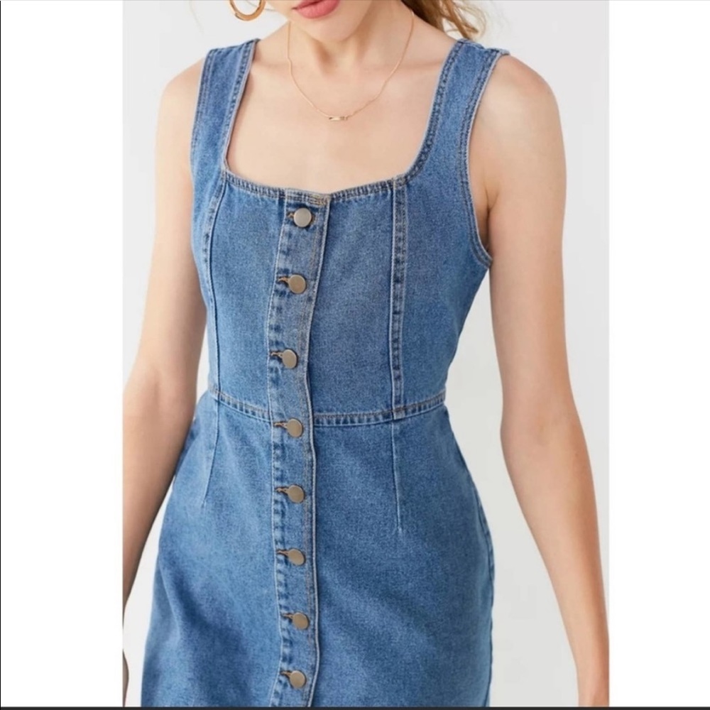 Urban Outfitters Button Front Jean Dress Romper 90s Y2K Size 8